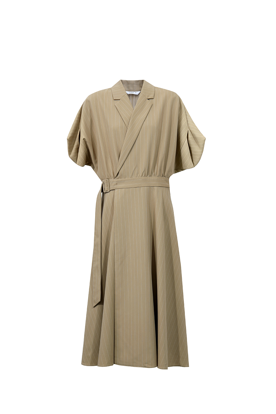 Blazer Collar Striped Dress|AMII