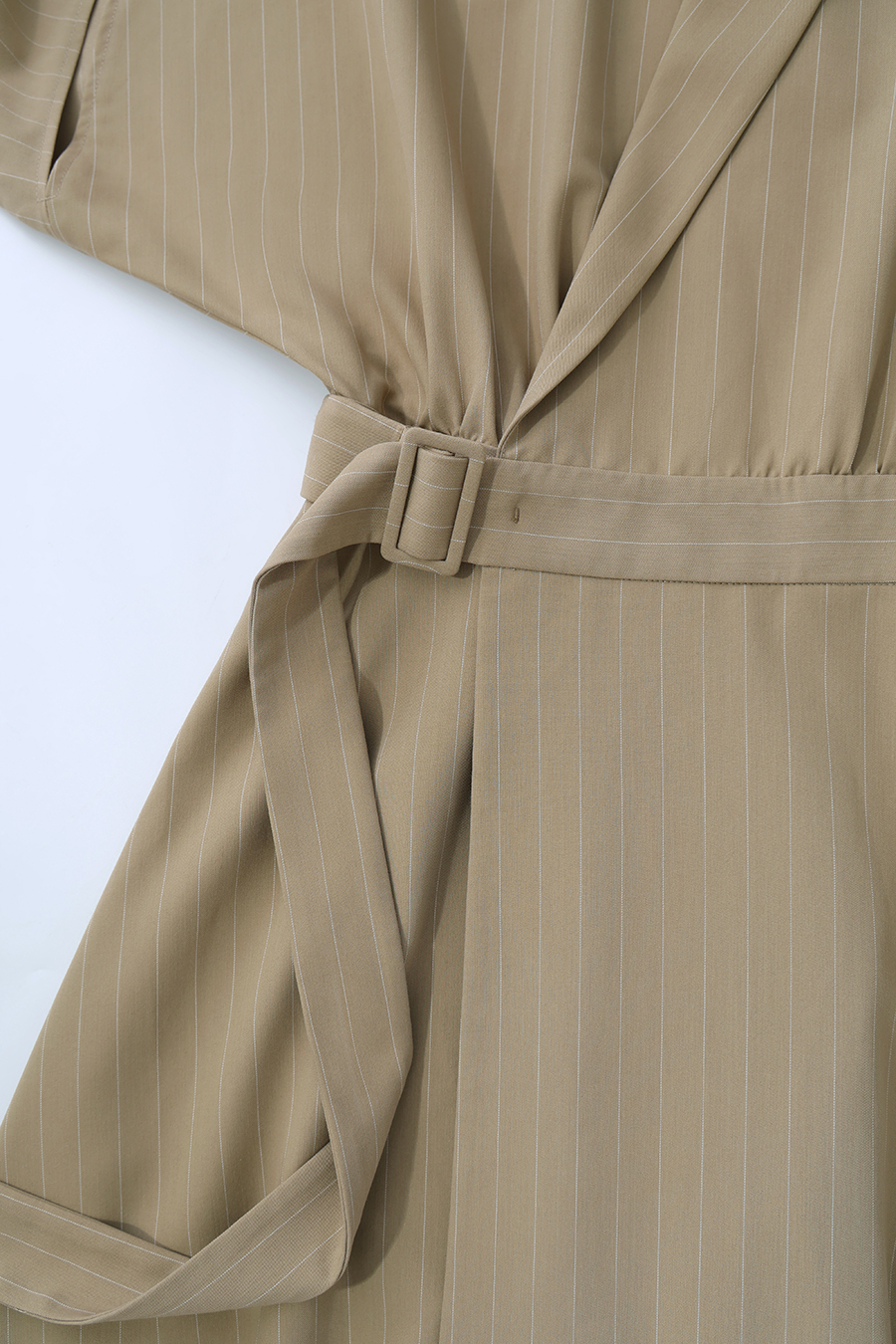Blazer Collar Striped Dress|AMII
