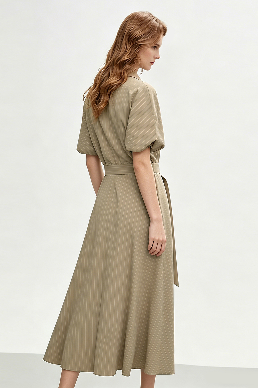 Blazer Collar Striped Dress|AMII