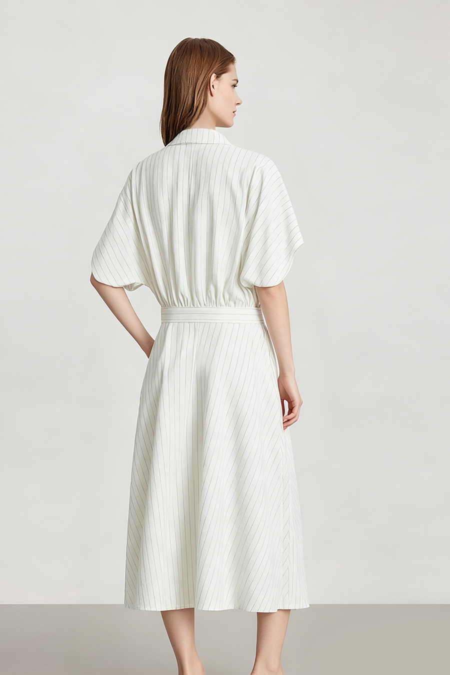 Blazer Collar Striped Dress|AMII