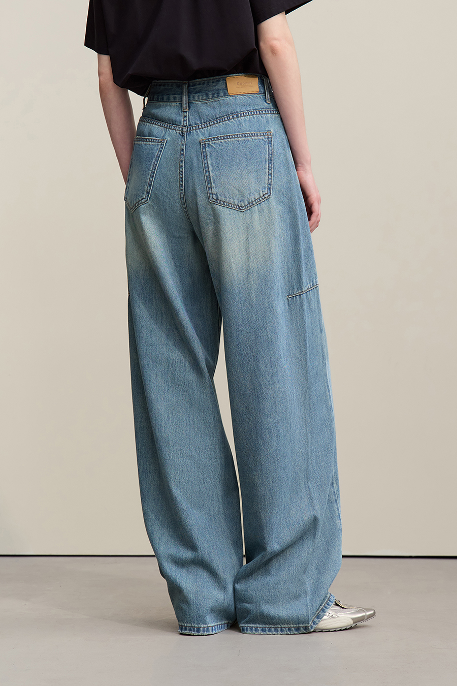 Letter Embroidered Denim Pants|AMII
