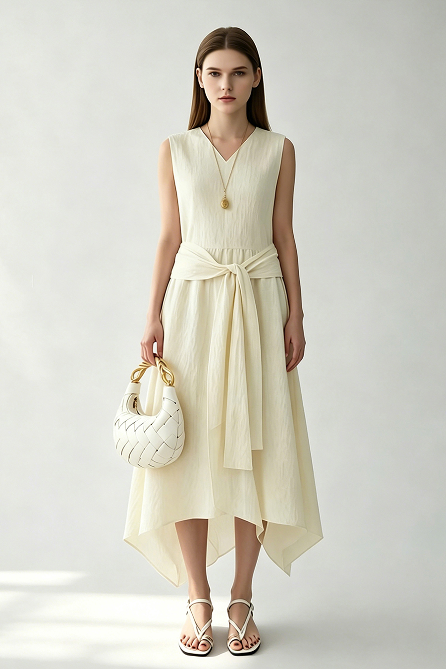 V-Neck Tie Dress|AMII