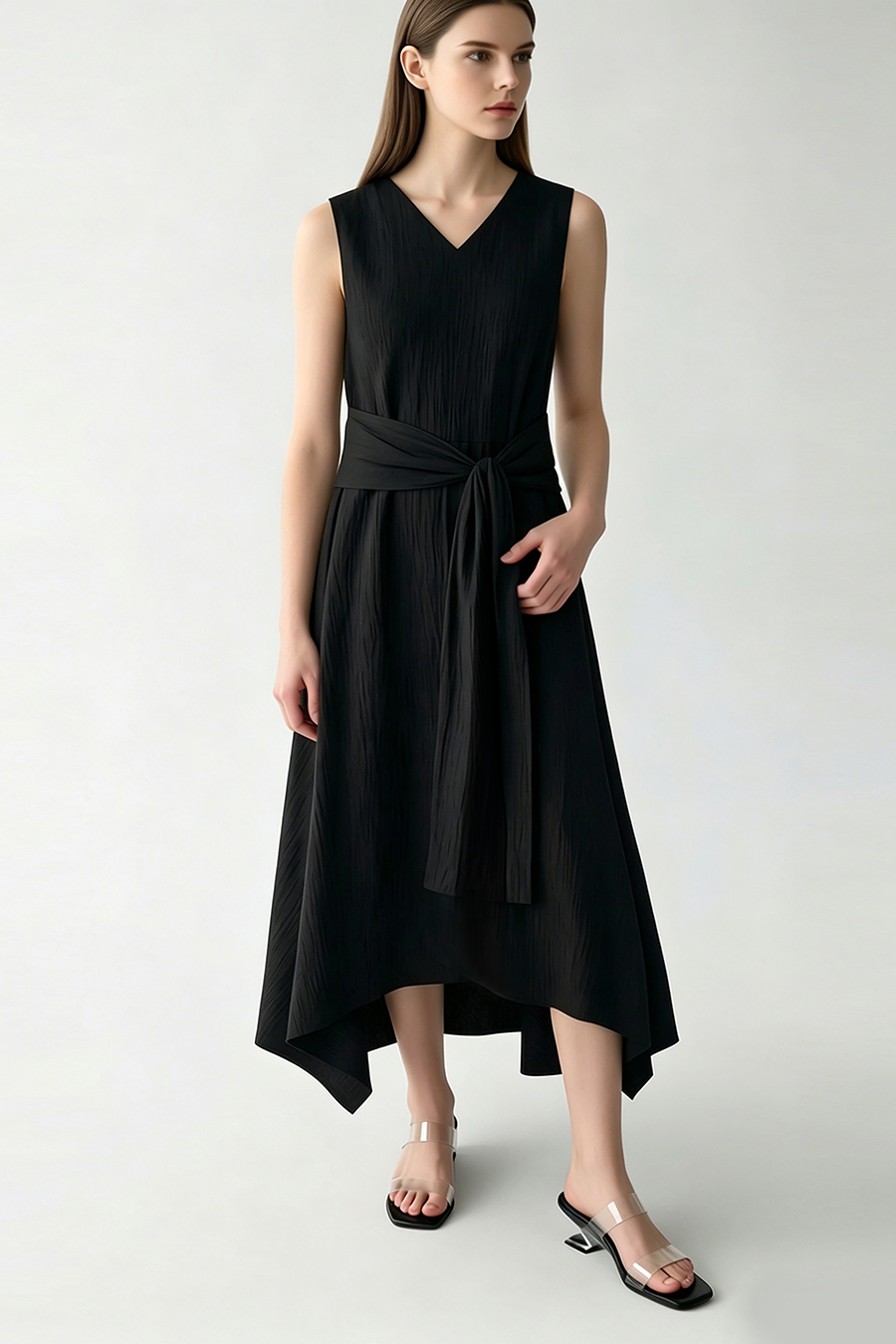 V-Neck Tie Dress|AMII