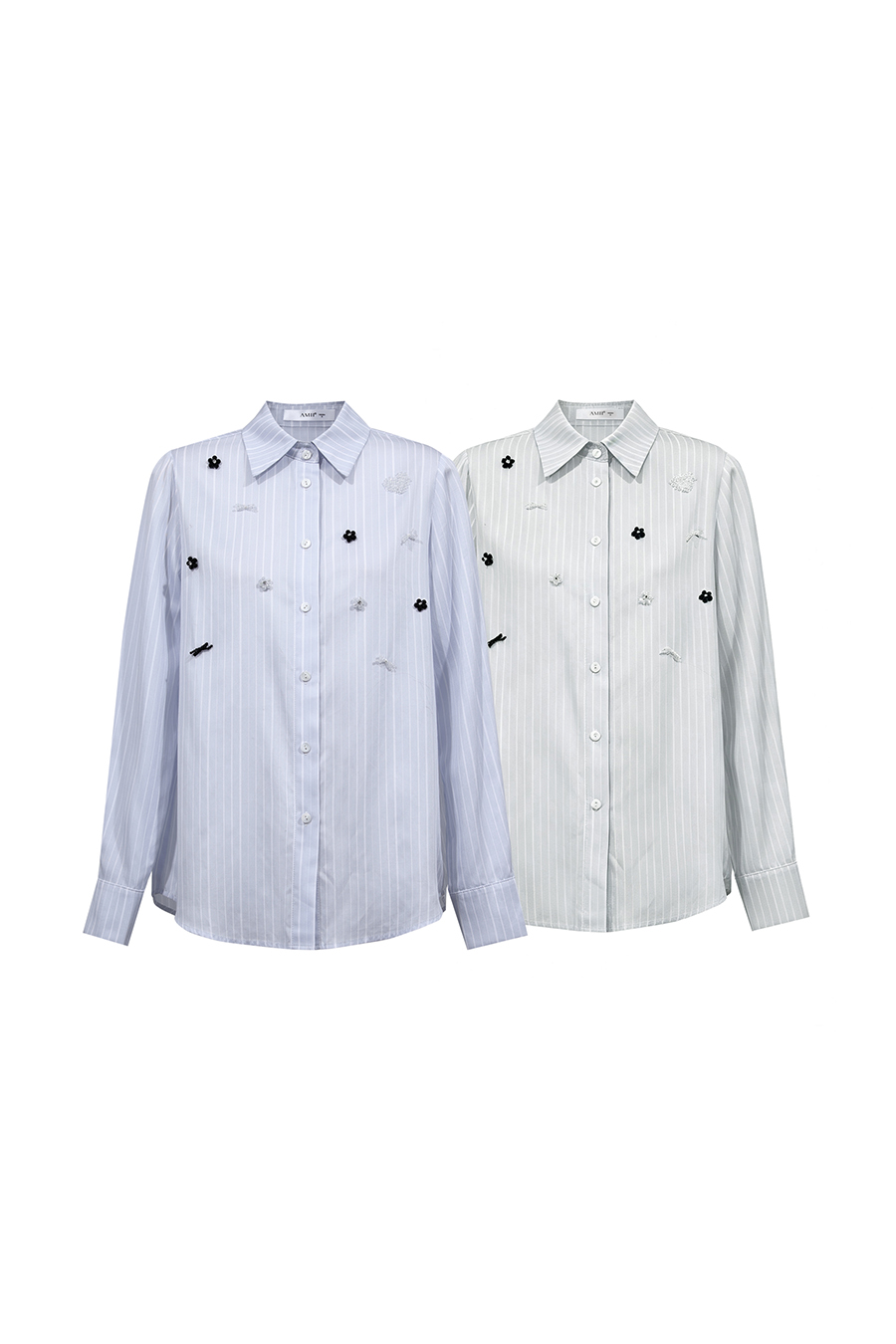 Beaded Striped Blouse|AMII