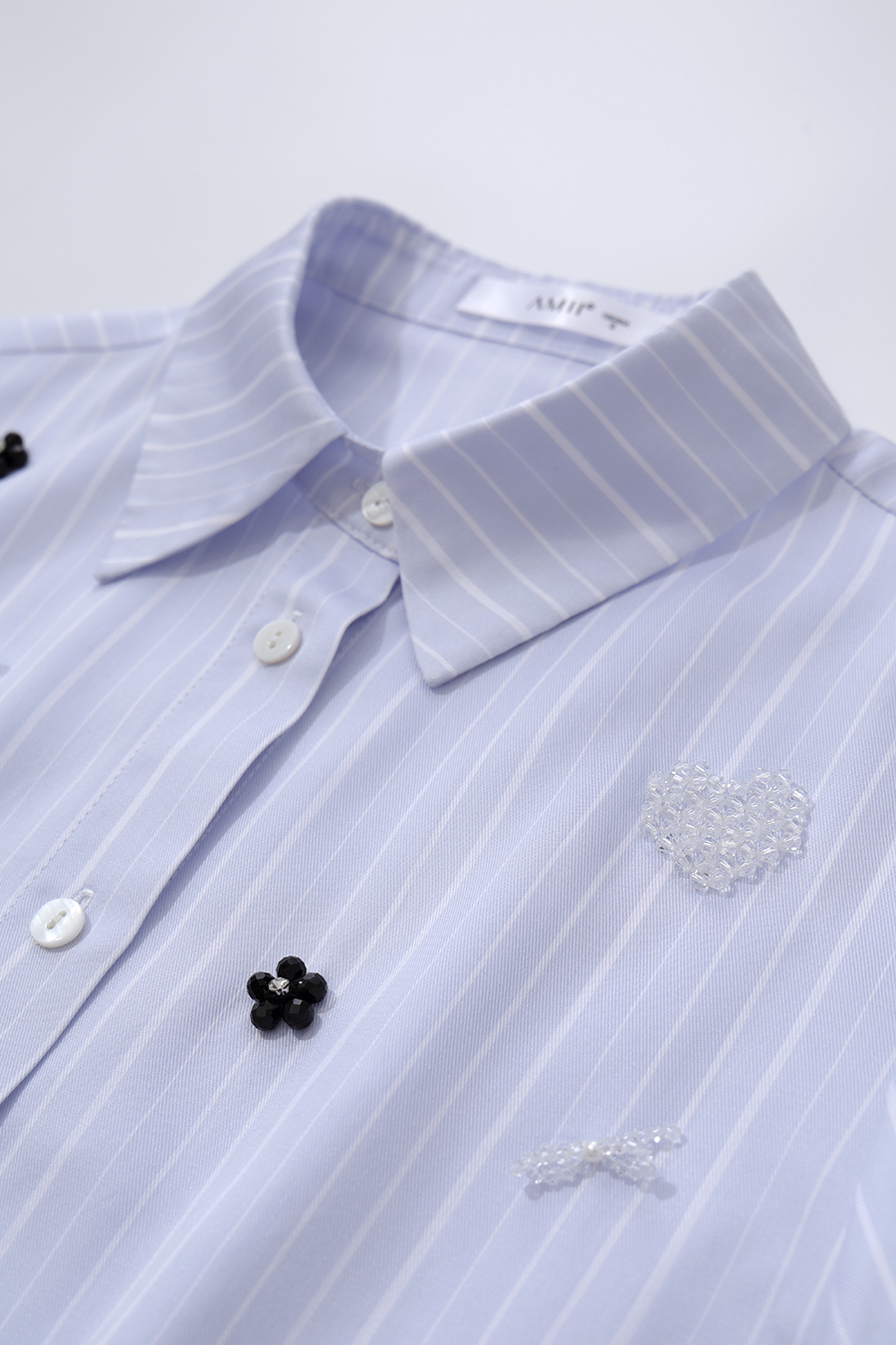 Beaded Striped Blouse|AMII