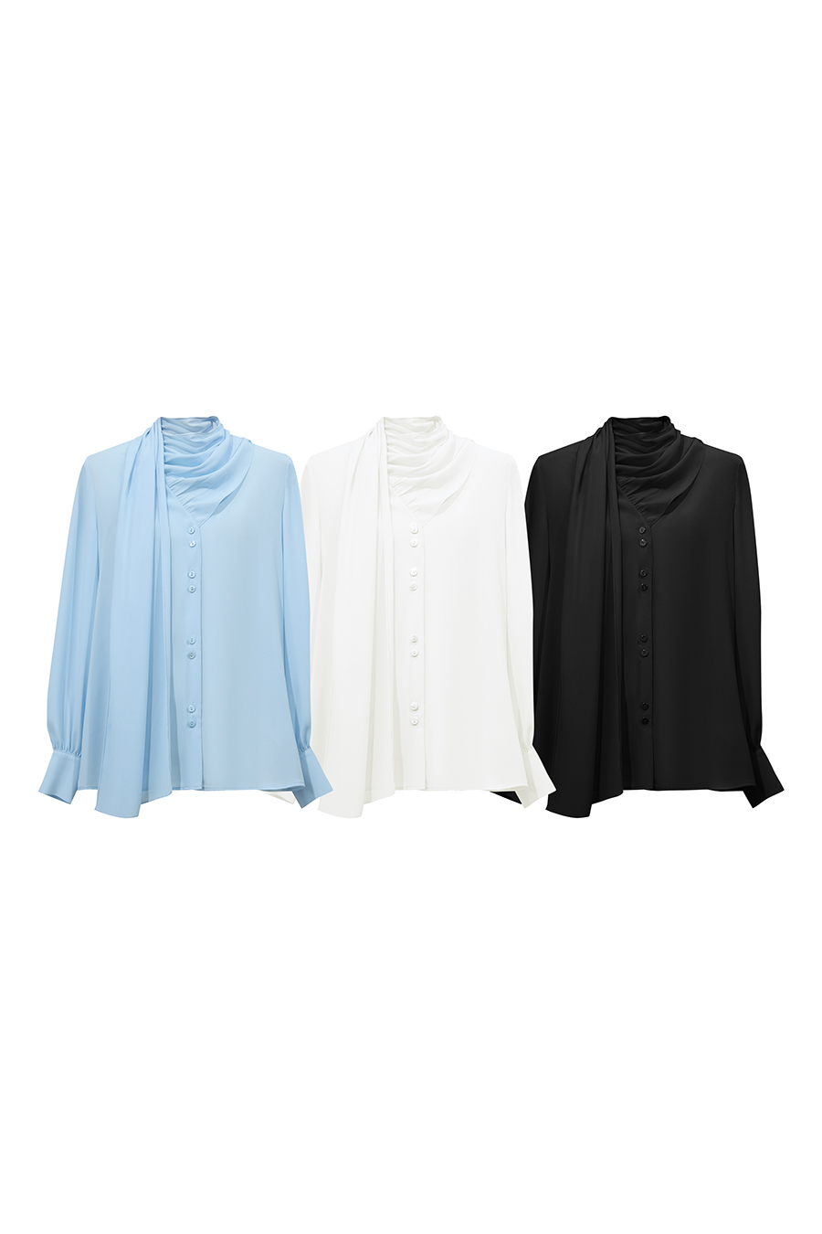 V-neck Chiffon Blouse with Ribbons | AMII