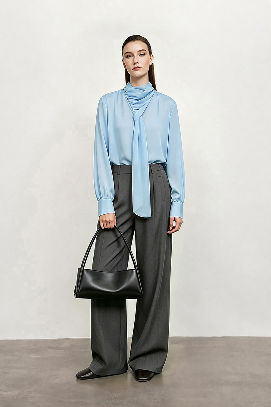 V-neck Chiffon Blouse with Ribbons | AMII