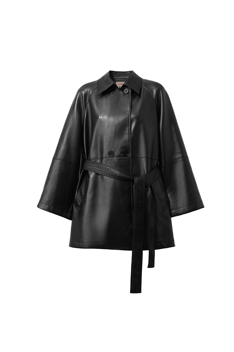 Belted eco‑leather jacket|AMII
