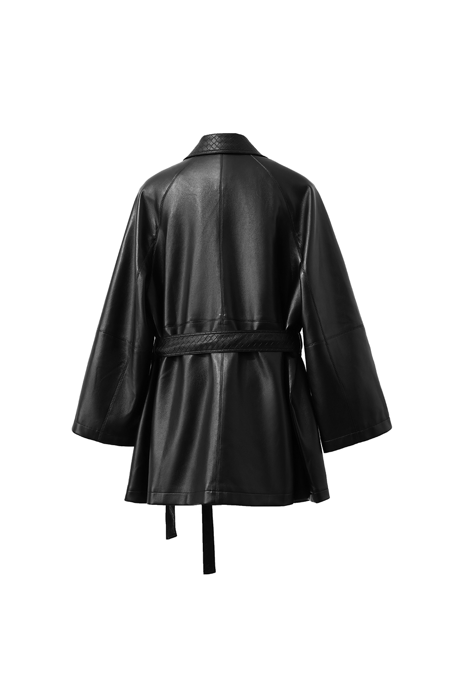Belted eco‑leather jacket|AMII