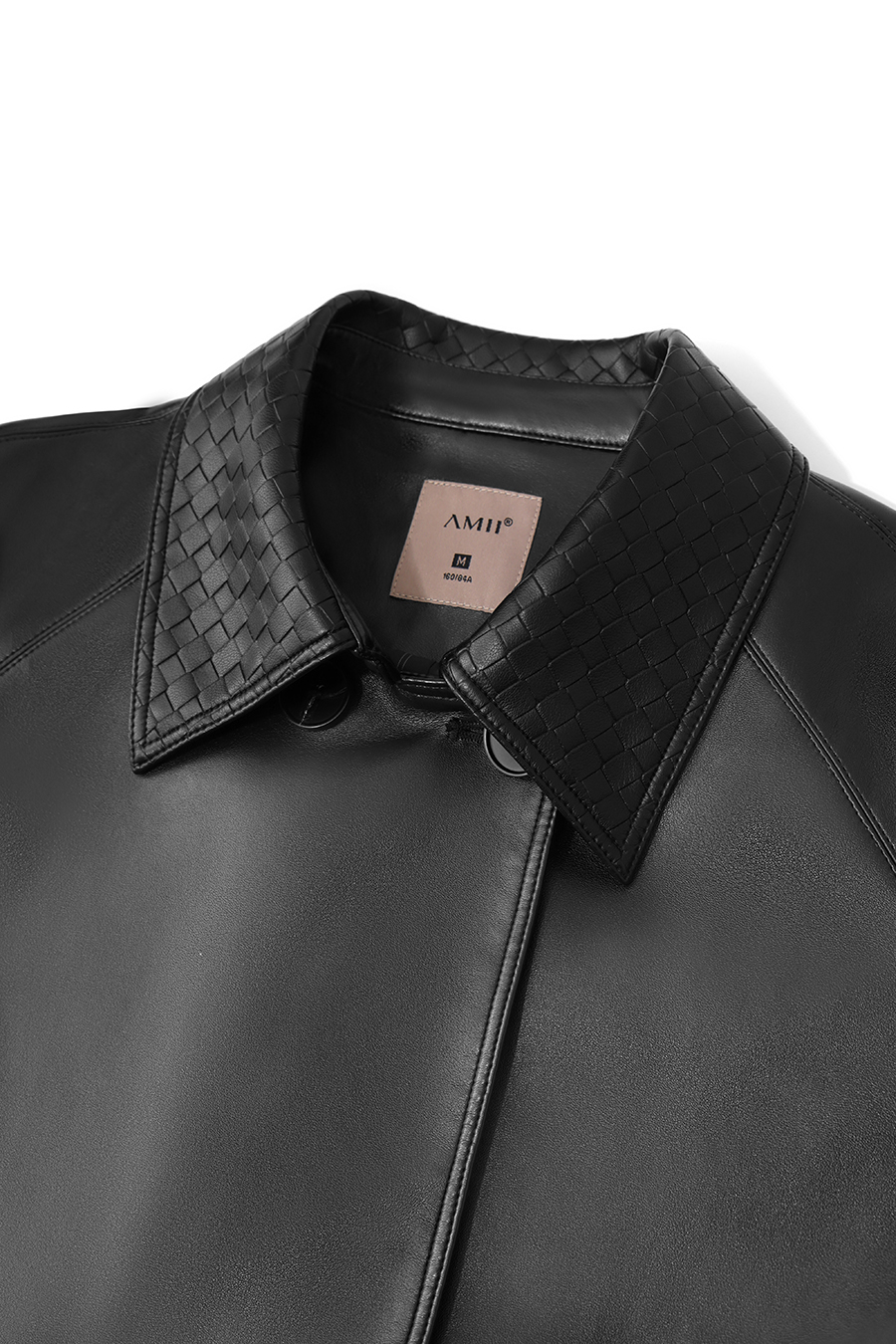 Belted eco‑leather jacket|AMII