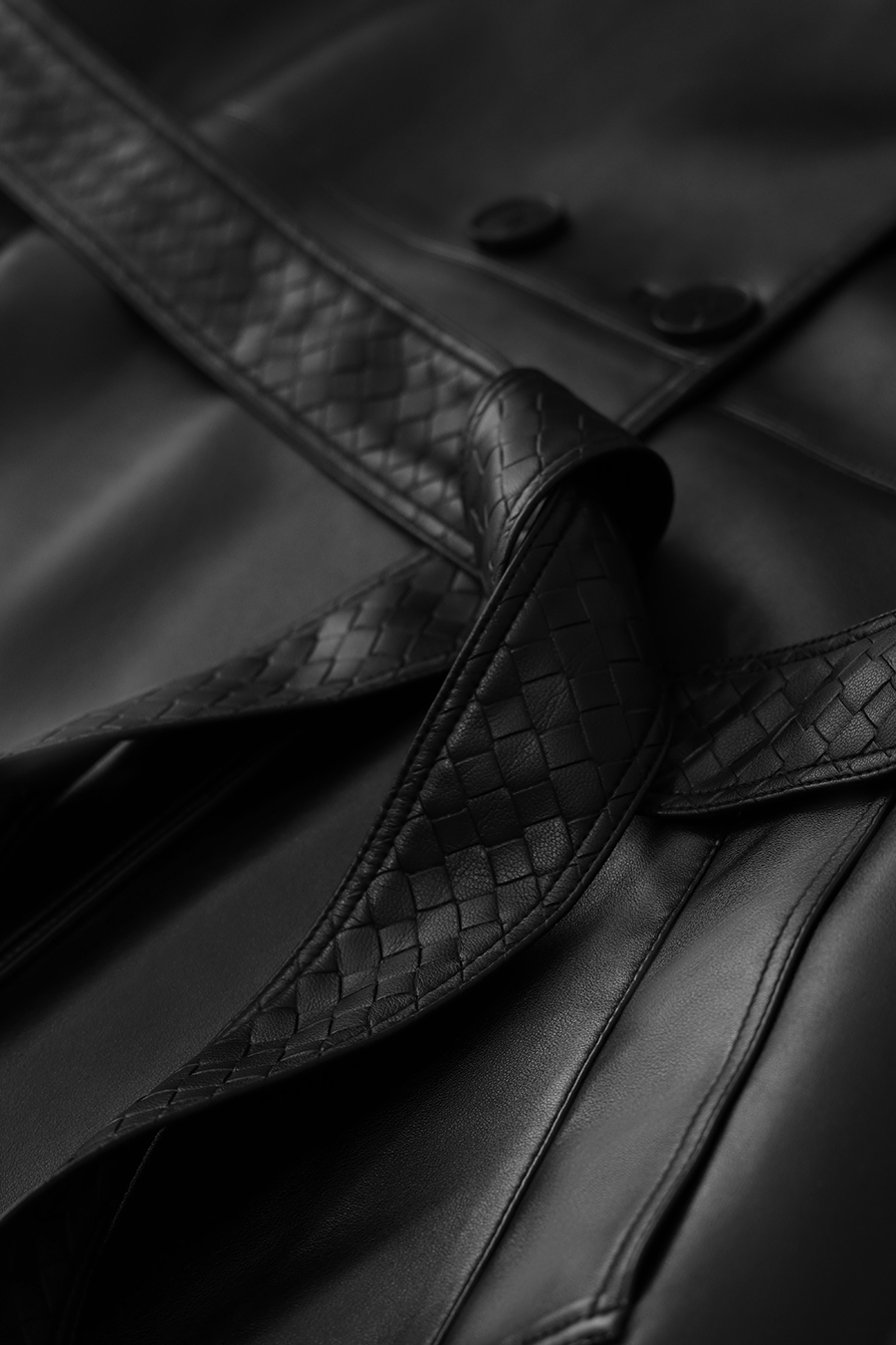Belted eco‑leather jacket|AMII