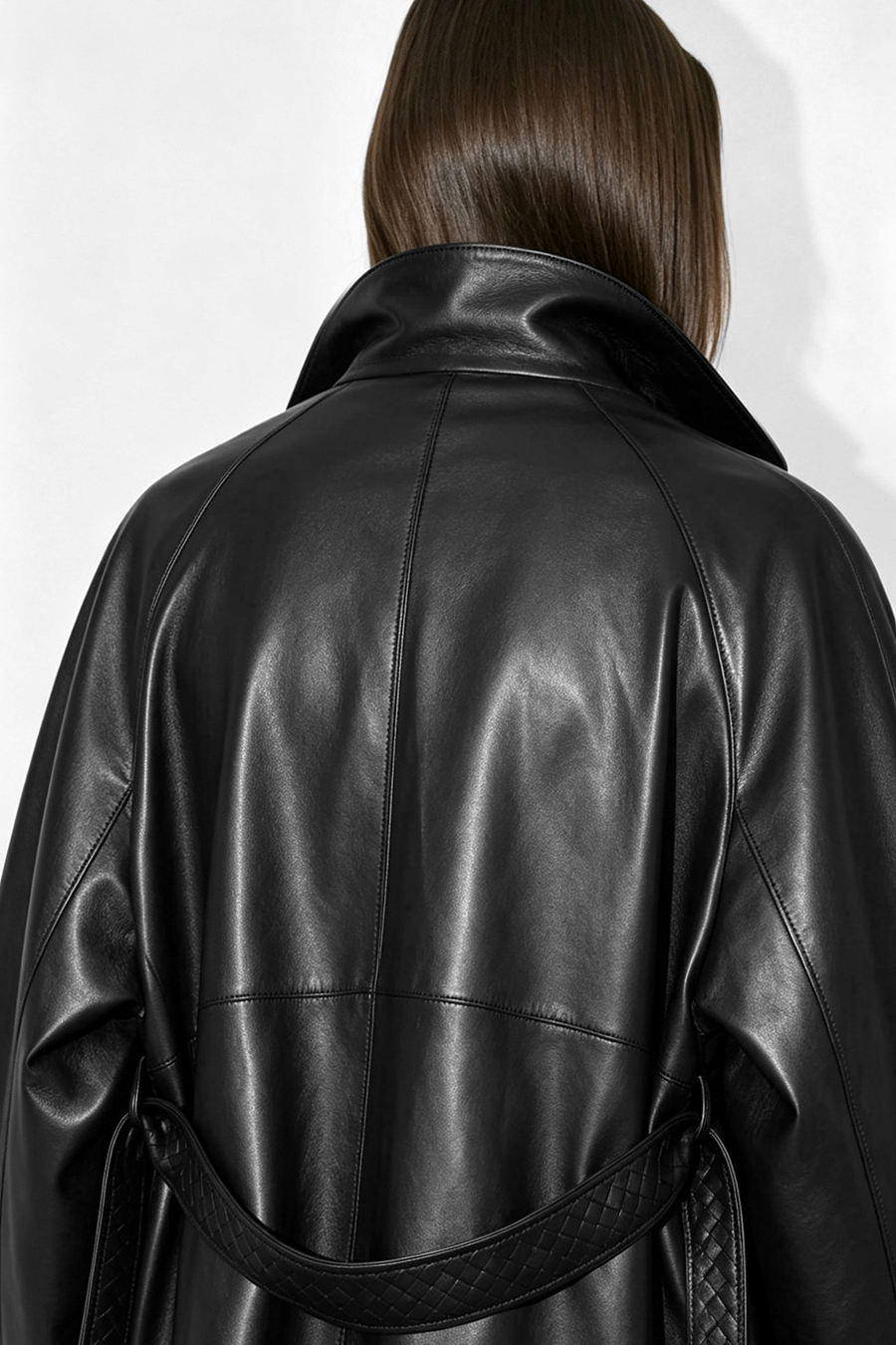 Belted eco‑leather jacket|AMII