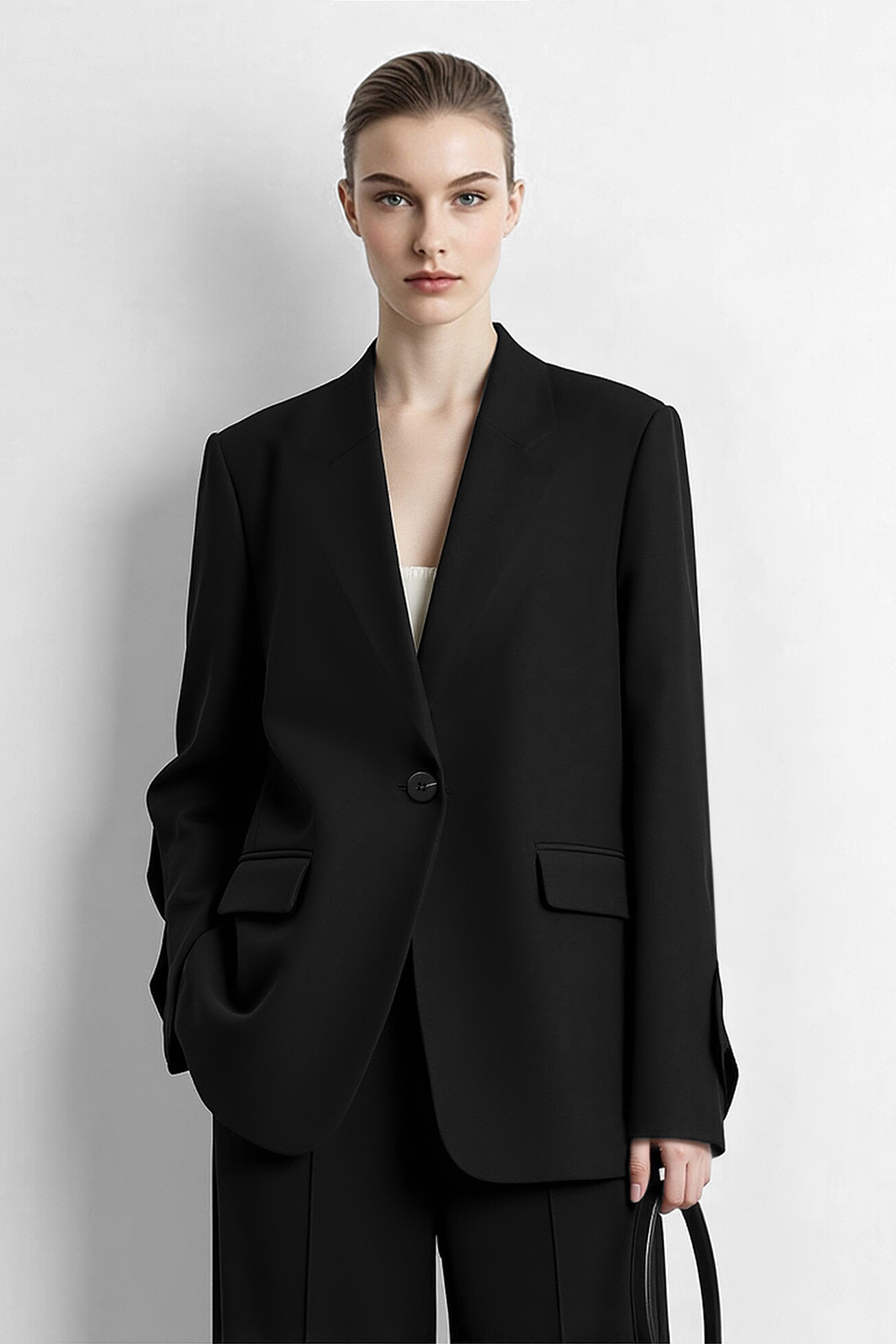 V‑neck wide‑shoulder loose suit|AMII