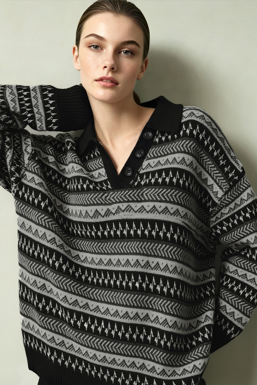 Fair Isle Jacquard Sweater|AMII