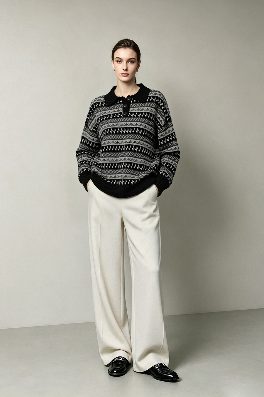 Fair Isle Jacquard Sweater|AMII
