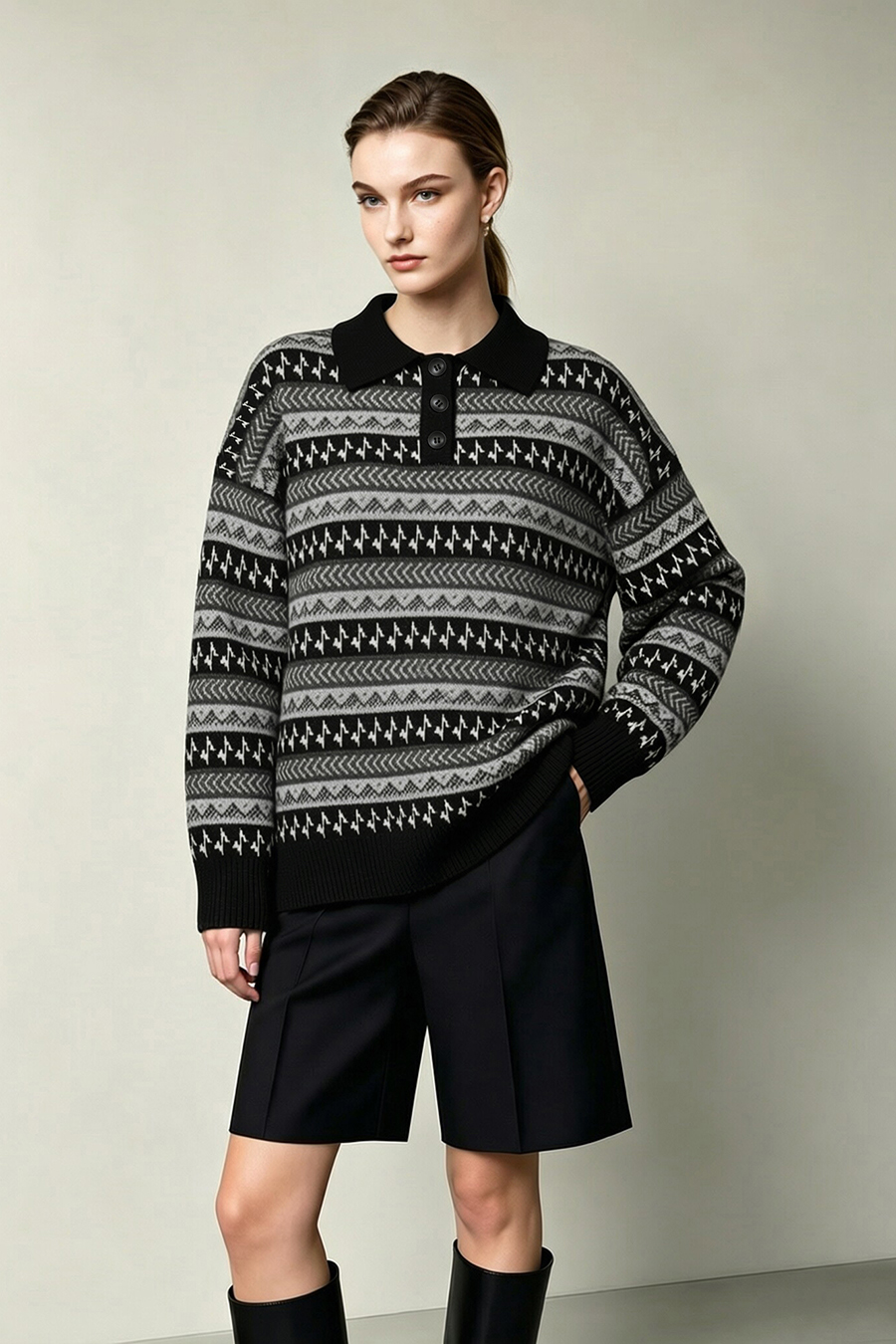 Fair Isle Jacquard Sweater|AMII