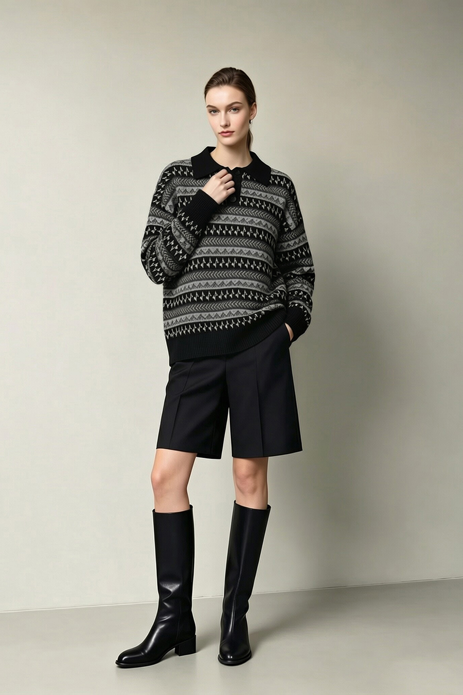 Fair Isle Jacquard Sweater|AMII