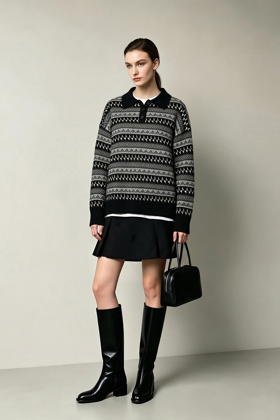 Fair Isle Jacquard Sweater|AMII