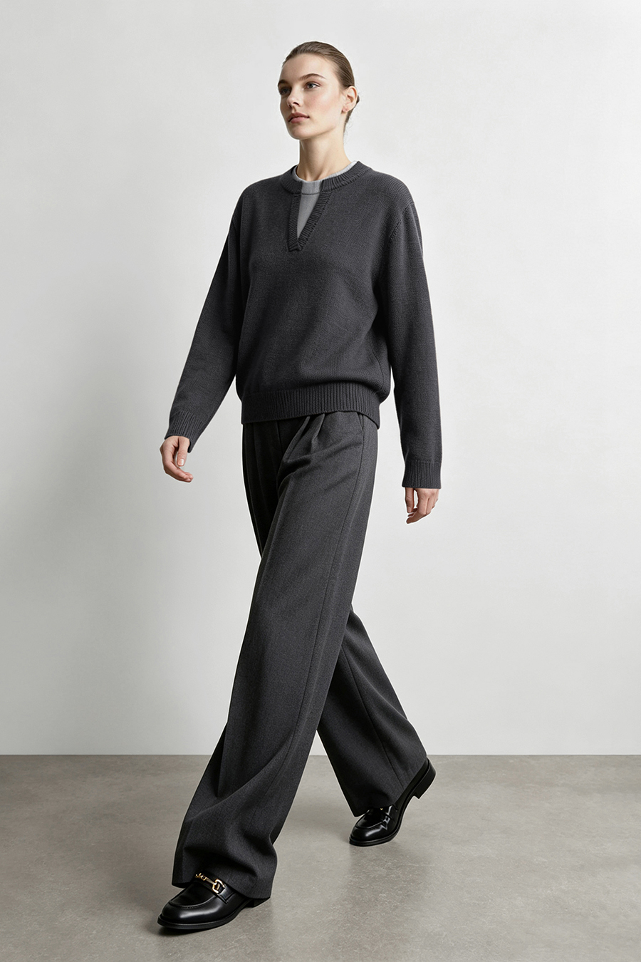 Color‑Block Letter Jacquard Sweater|AMII