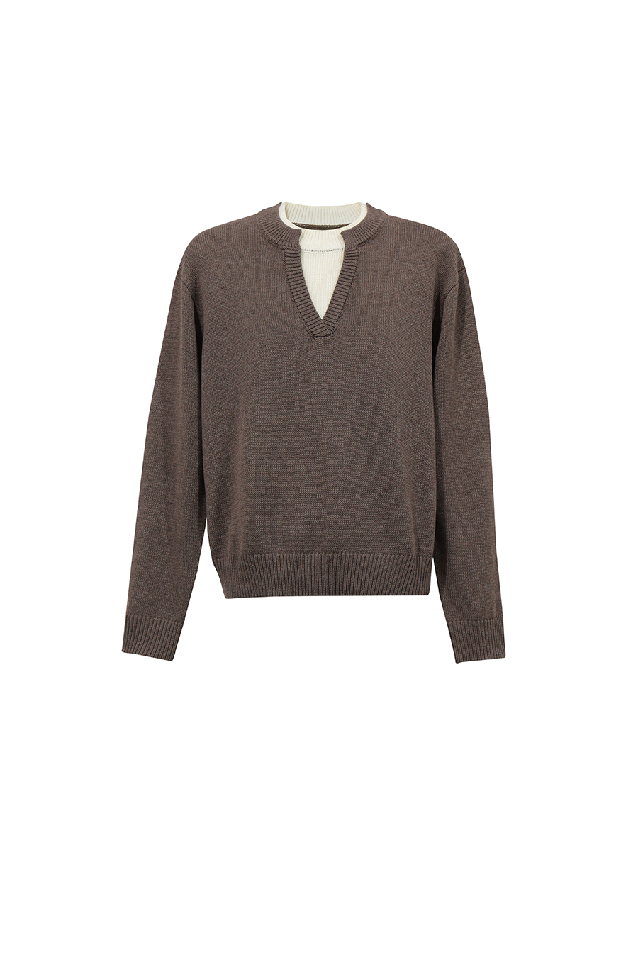 Color‑Block Letter Jacquard Sweater|AMII