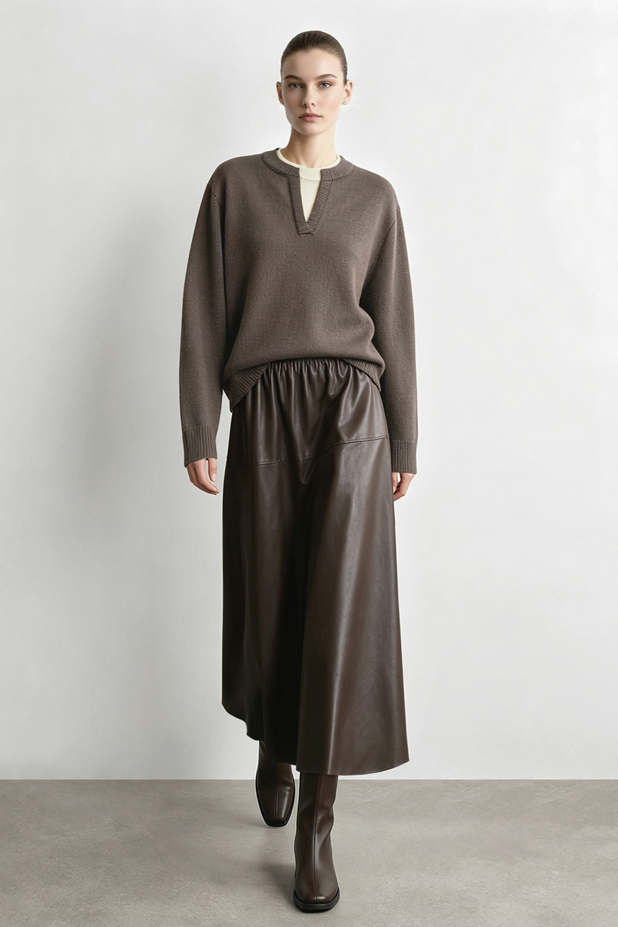 Color‑Block Letter Jacquard Sweater|AMII