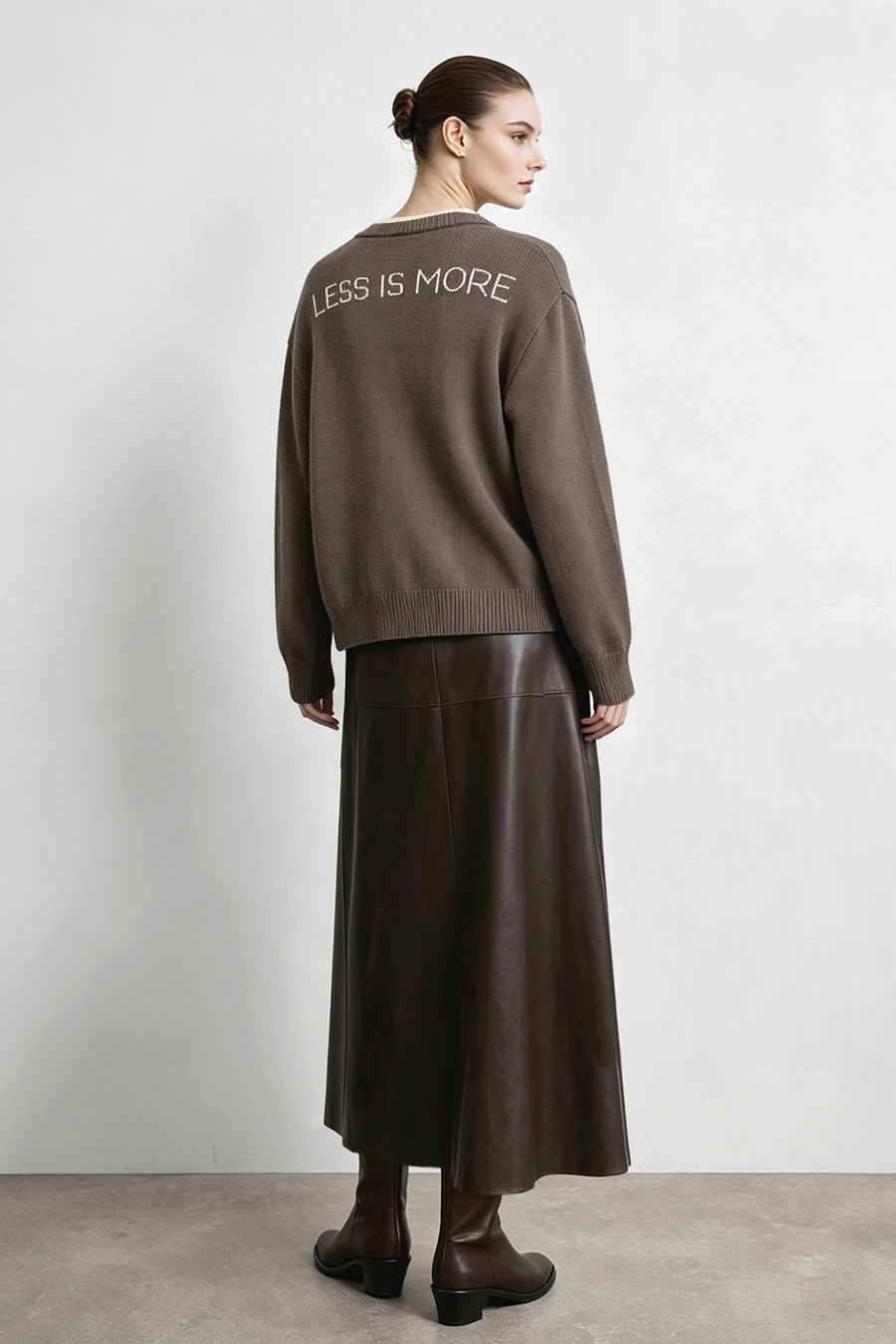 Color‑Block Letter Jacquard Sweater|AMII