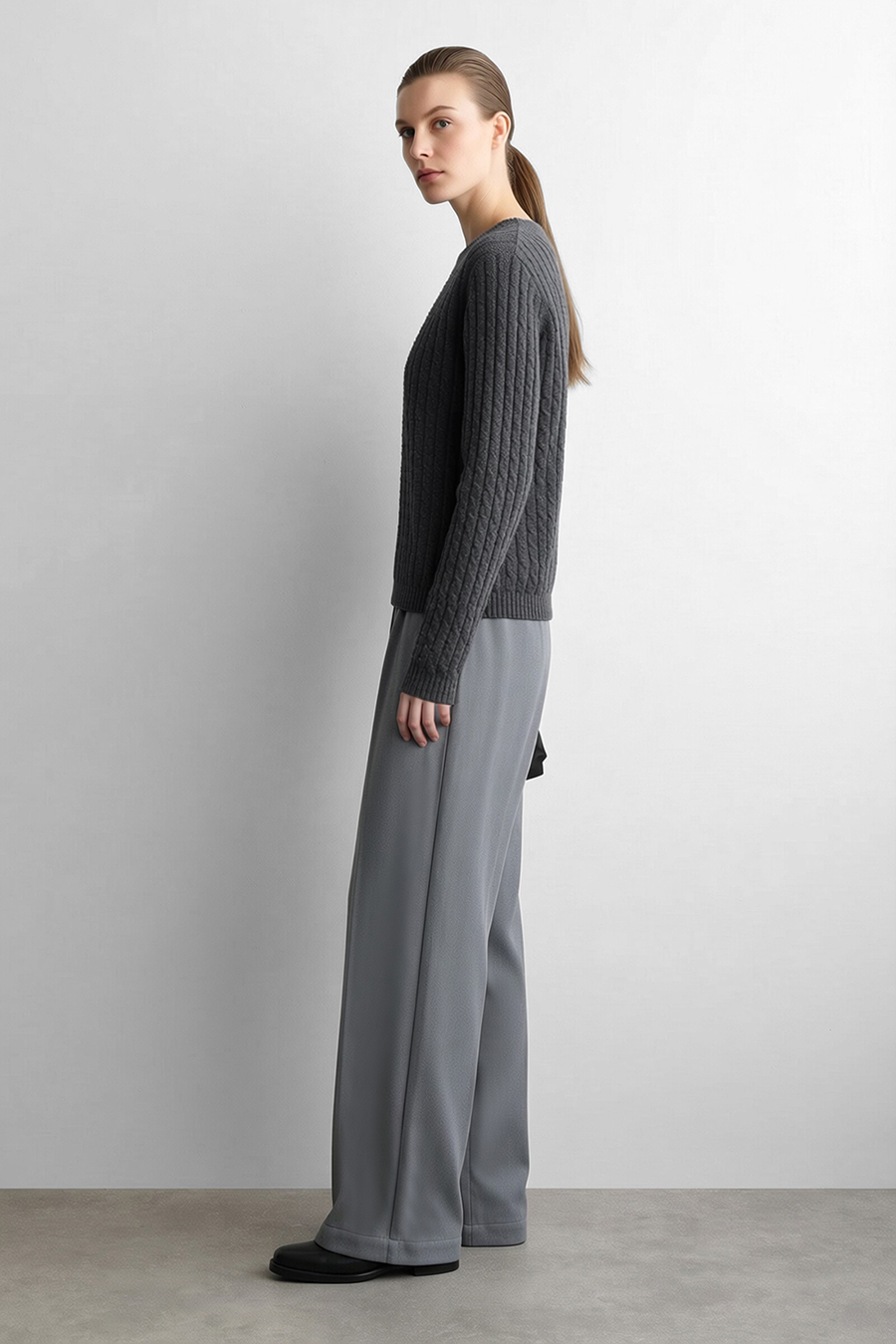 100% Wool Cable Knit Sweater | AMII