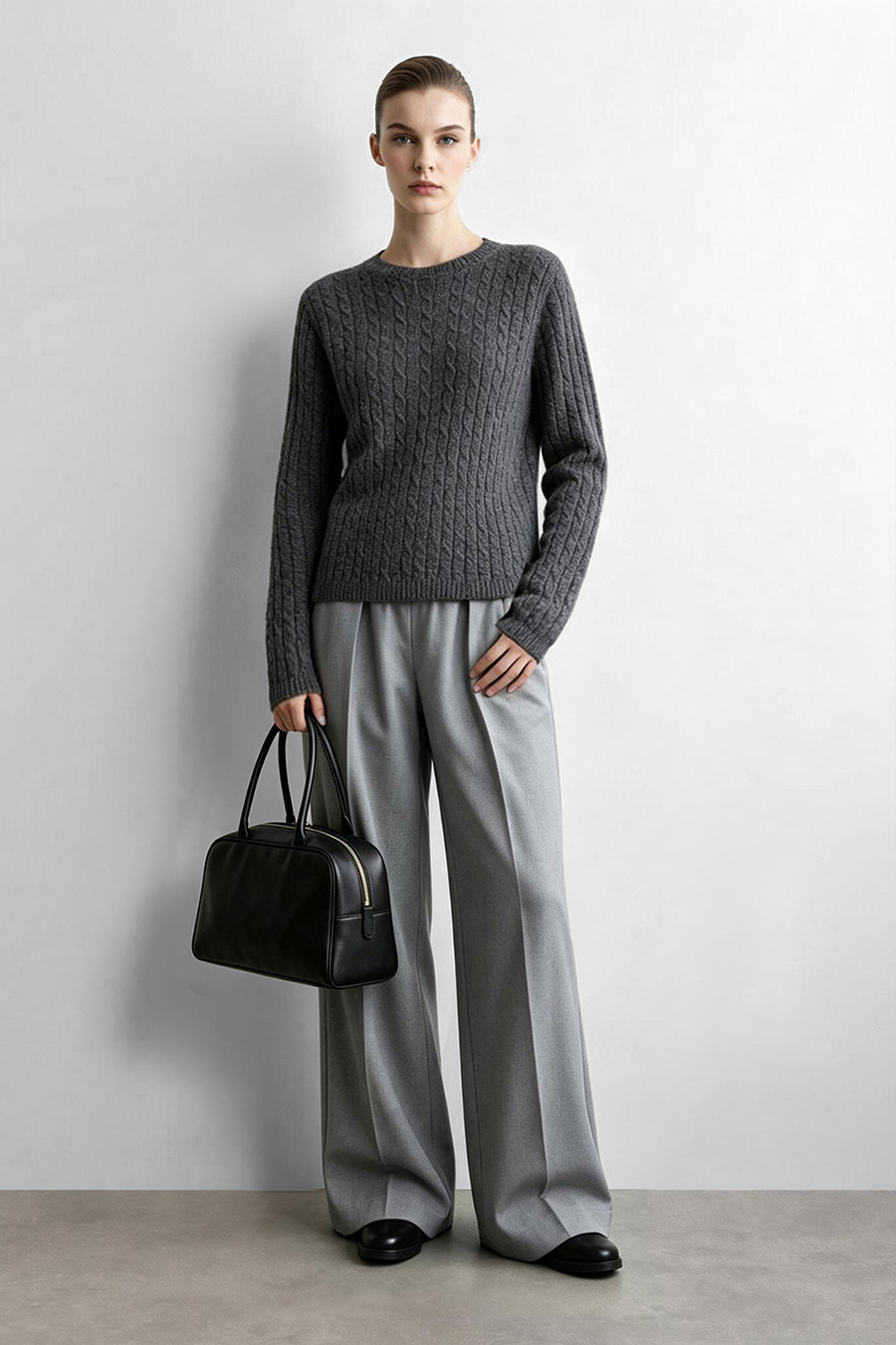 100% Wool Cable Knit Sweater | AMII