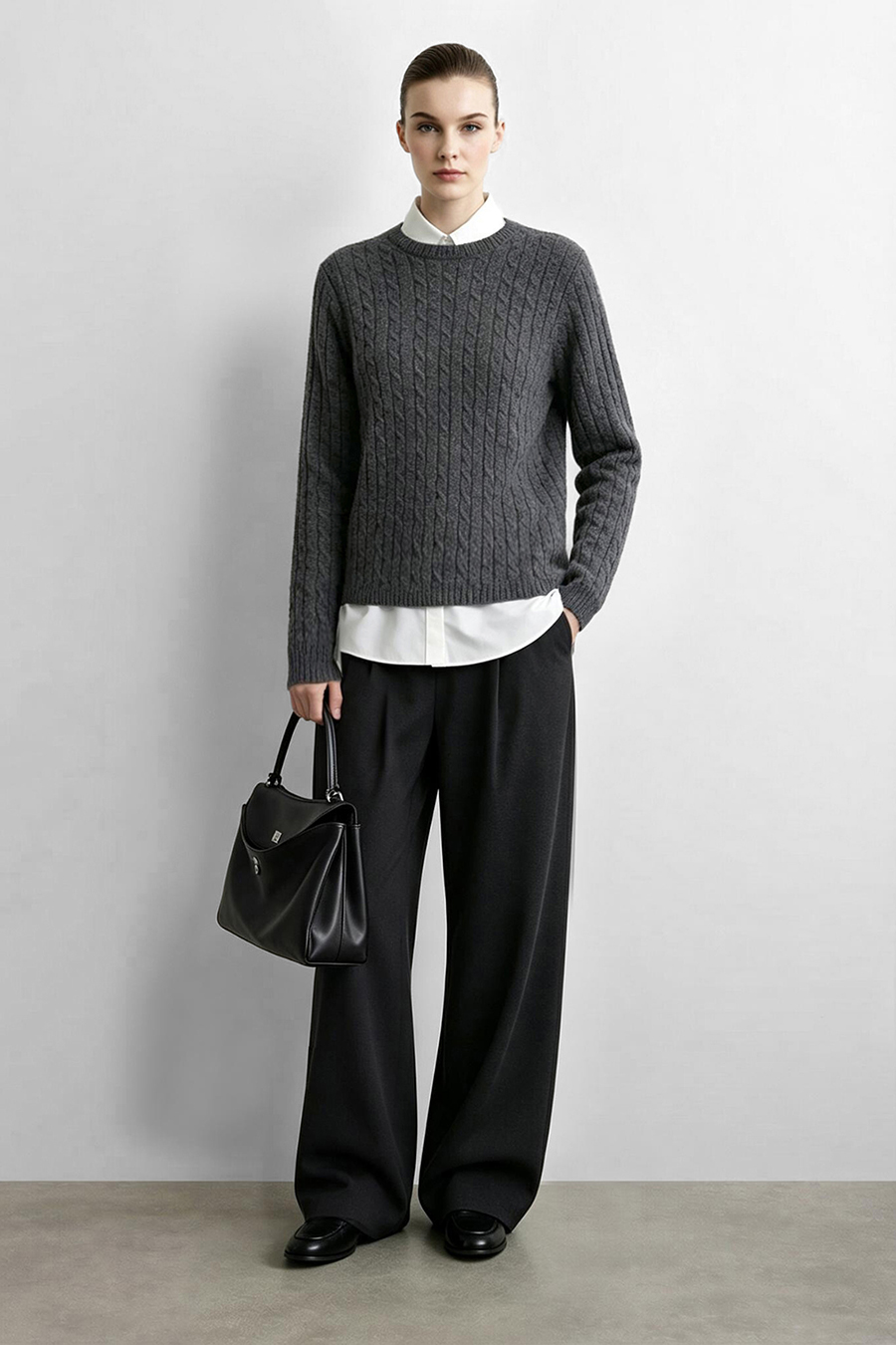 100% Wool Cable Knit Sweater | AMII