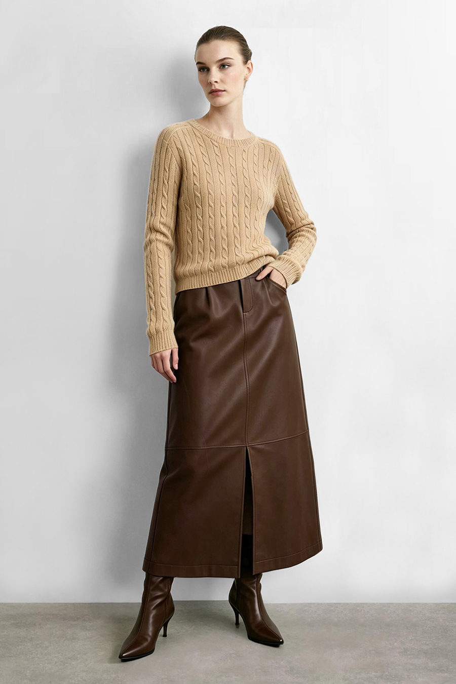 100% Wool Cable Knit Sweater | AMII