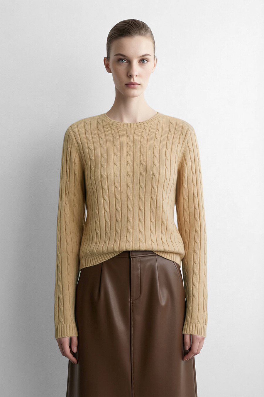 100% Wool Cable Knit Sweater | AMII