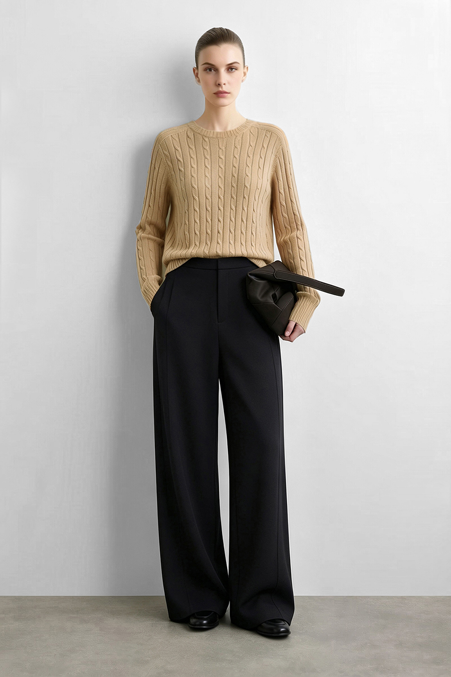 100% Wool Cable Knit Sweater | AMII