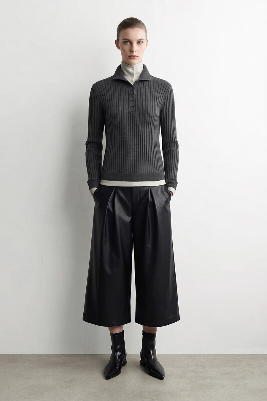 Color‑Block Faux‑Two‑Piece Sweater|AMII