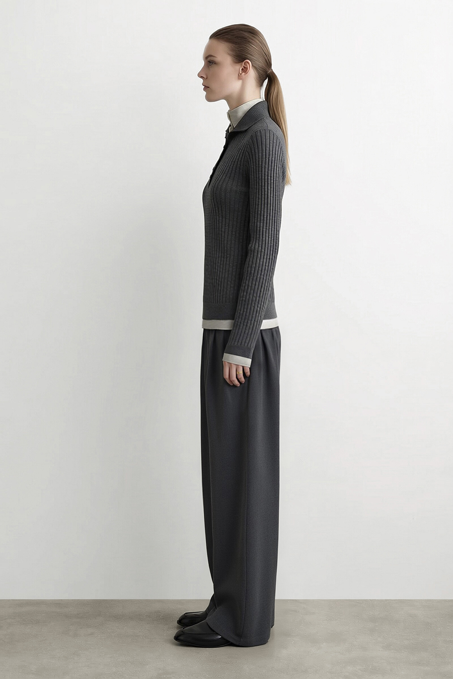 Color‑Block Faux‑Two‑Piece Sweater|AMII