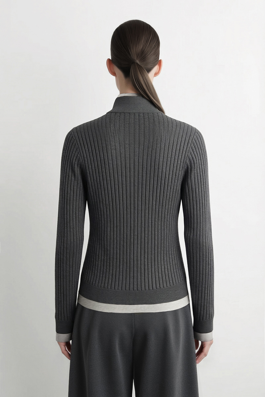Color‑Block Faux‑Two‑Piece Sweater|AMII
