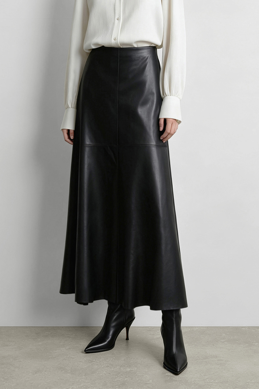 Eco‑Faux Leather Skirt|AMII