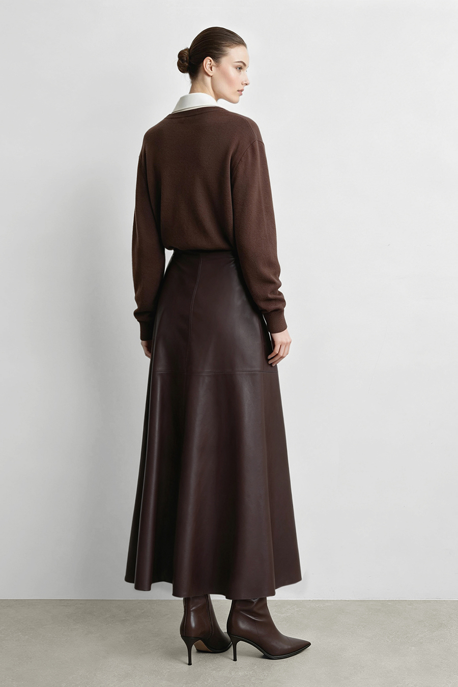 Eco‑Faux Leather Skirt|AMII