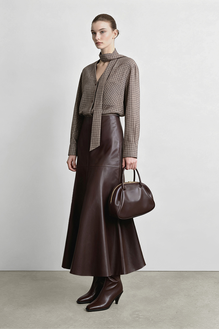 Eco‑Faux Leather Skirt|AMII