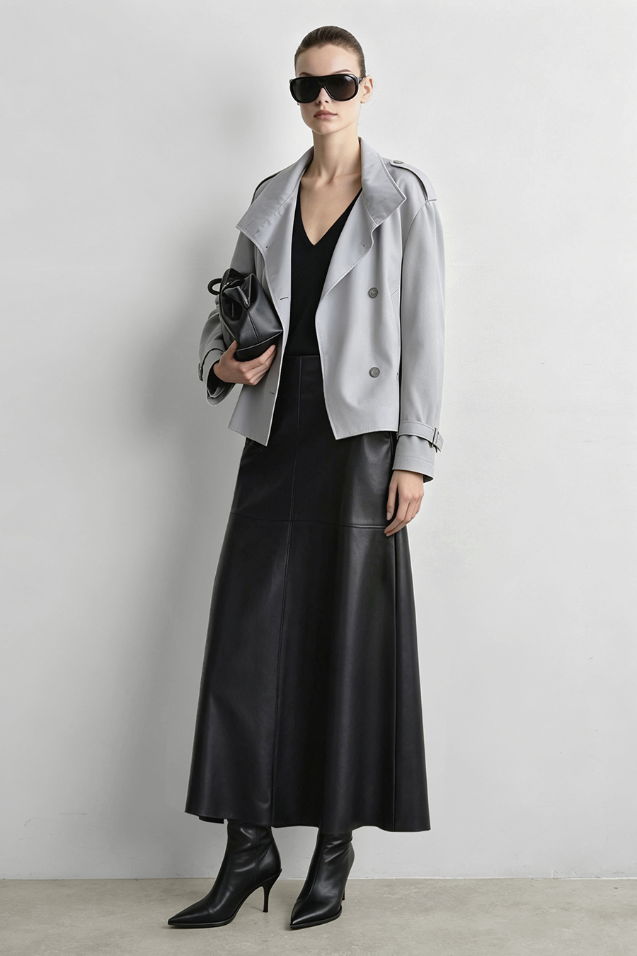 Eco‑Faux Leather Skirt|AMII