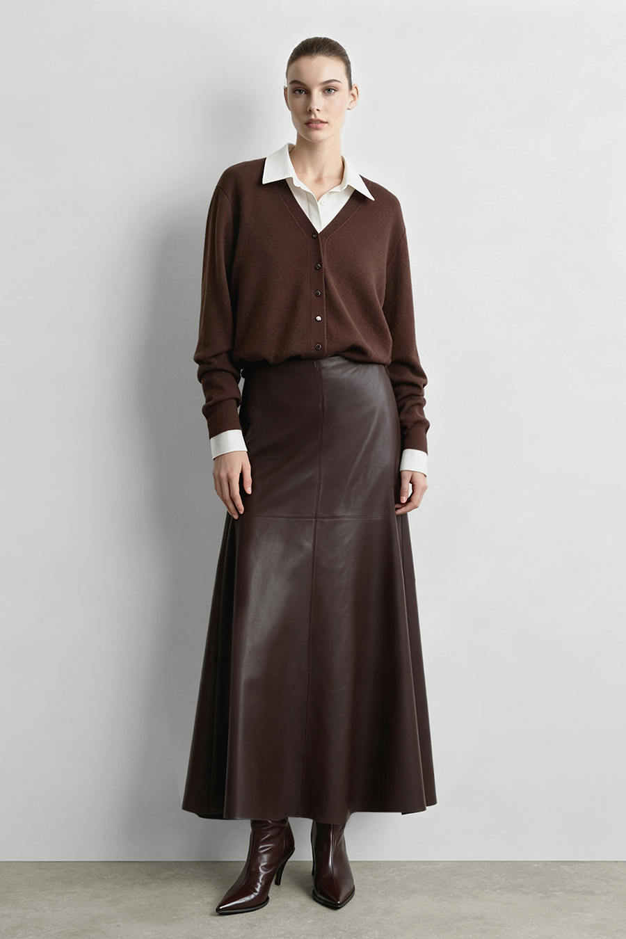 Eco‑Faux Leather Skirt|AMII