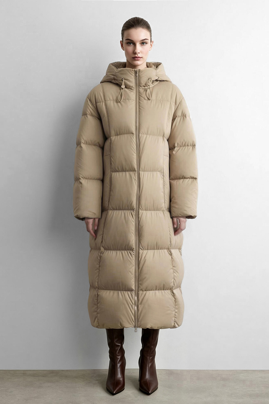Hooded Cocoon Down Jacket|AMII