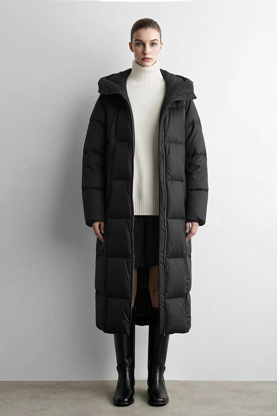 Hooded Cocoon Down Jacket|AMII