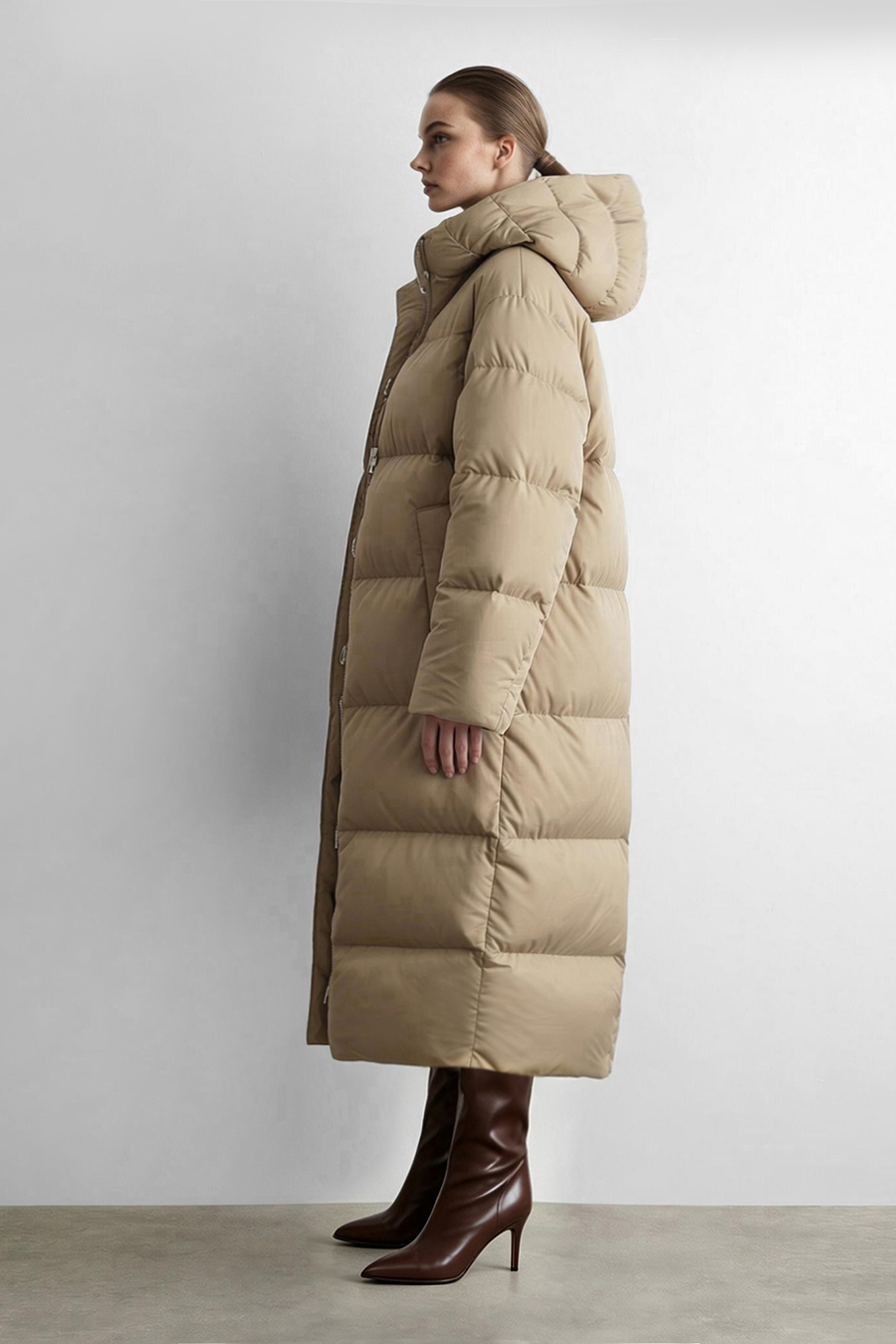 Hooded Cocoon Down Jacket|AMII