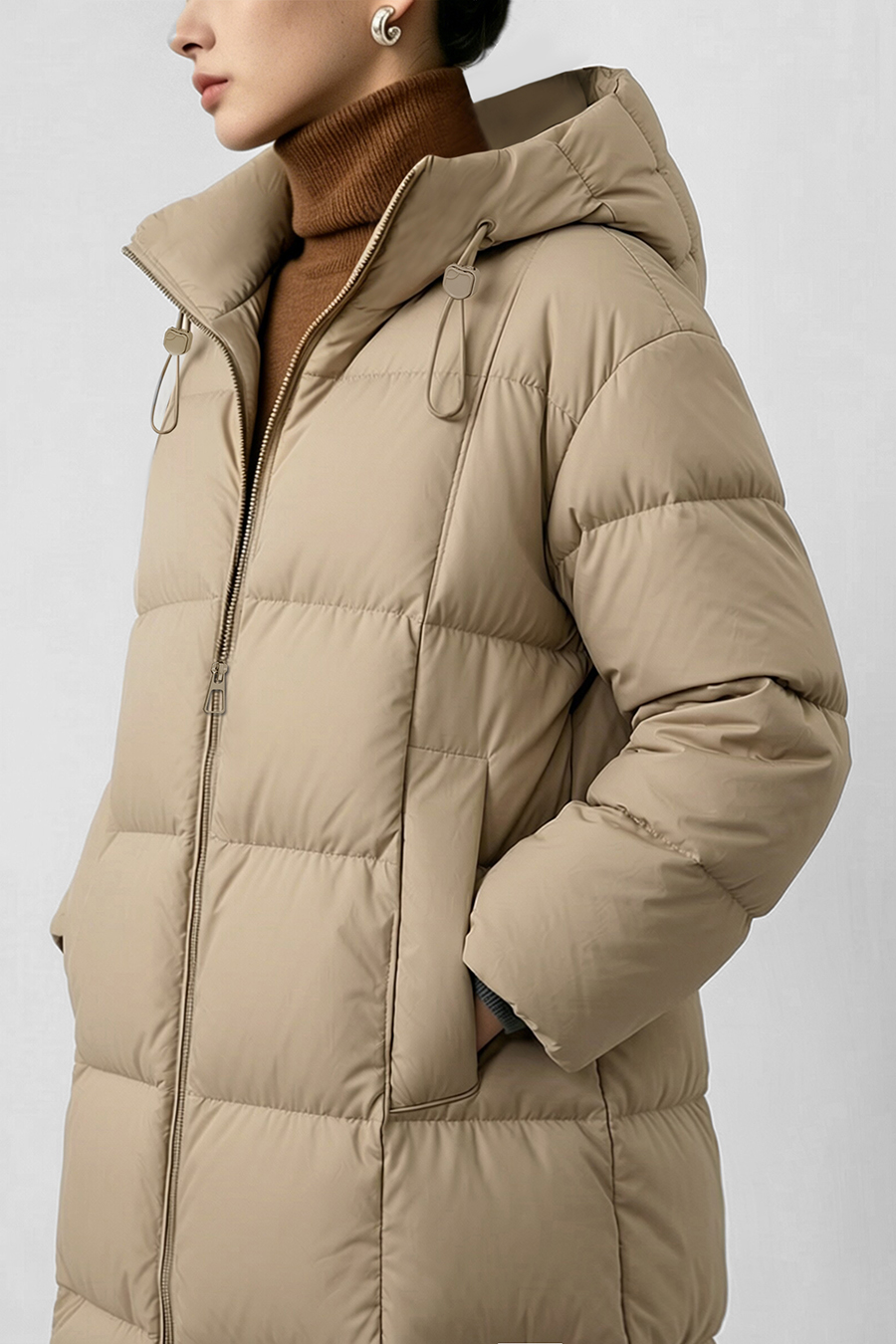 Hooded Cocoon Down Jacket|AMII