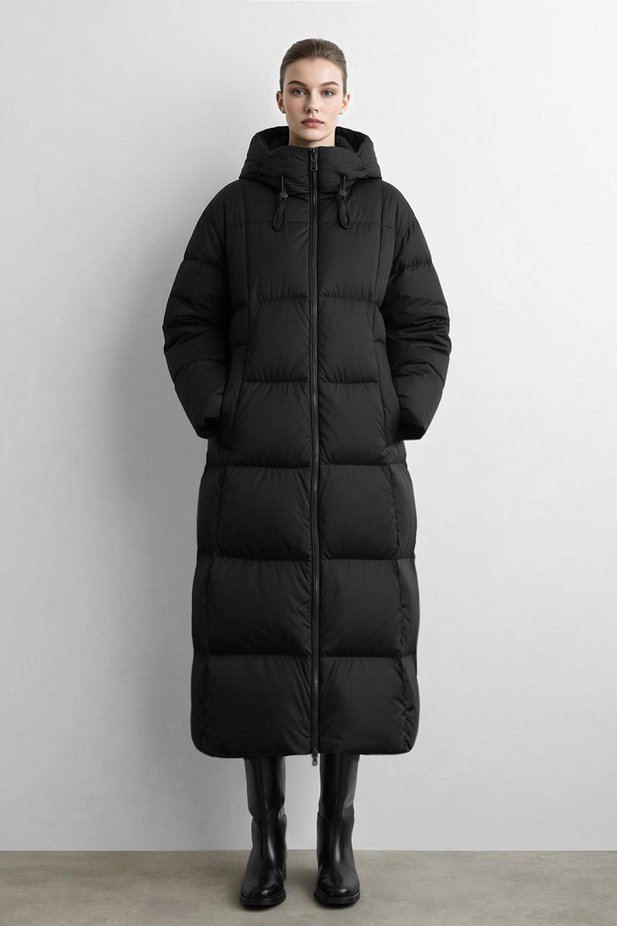 Hooded Cocoon Down Jacket|AMII