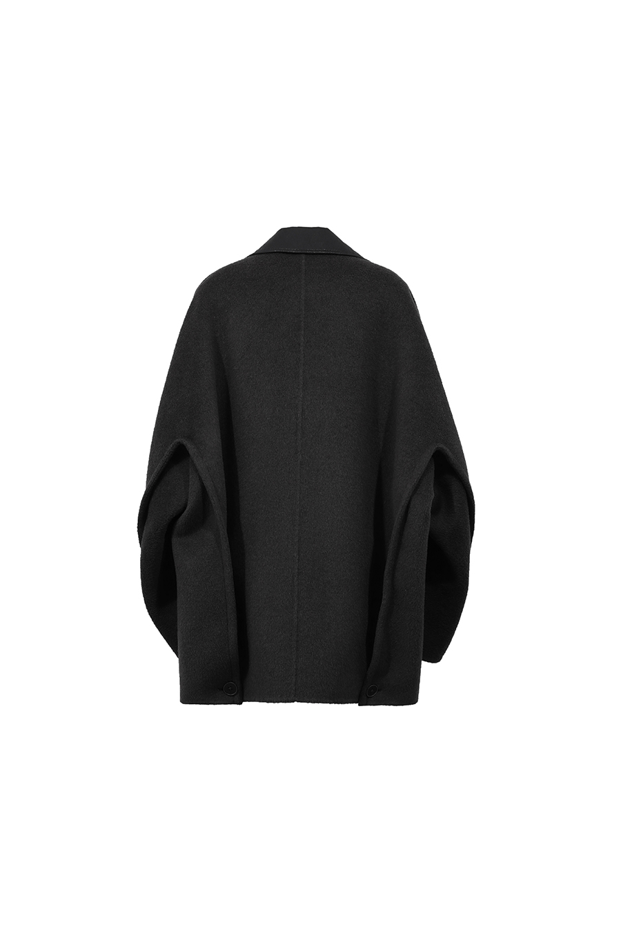 Leather Collar Full Wool Double-Faced Coat|AMII