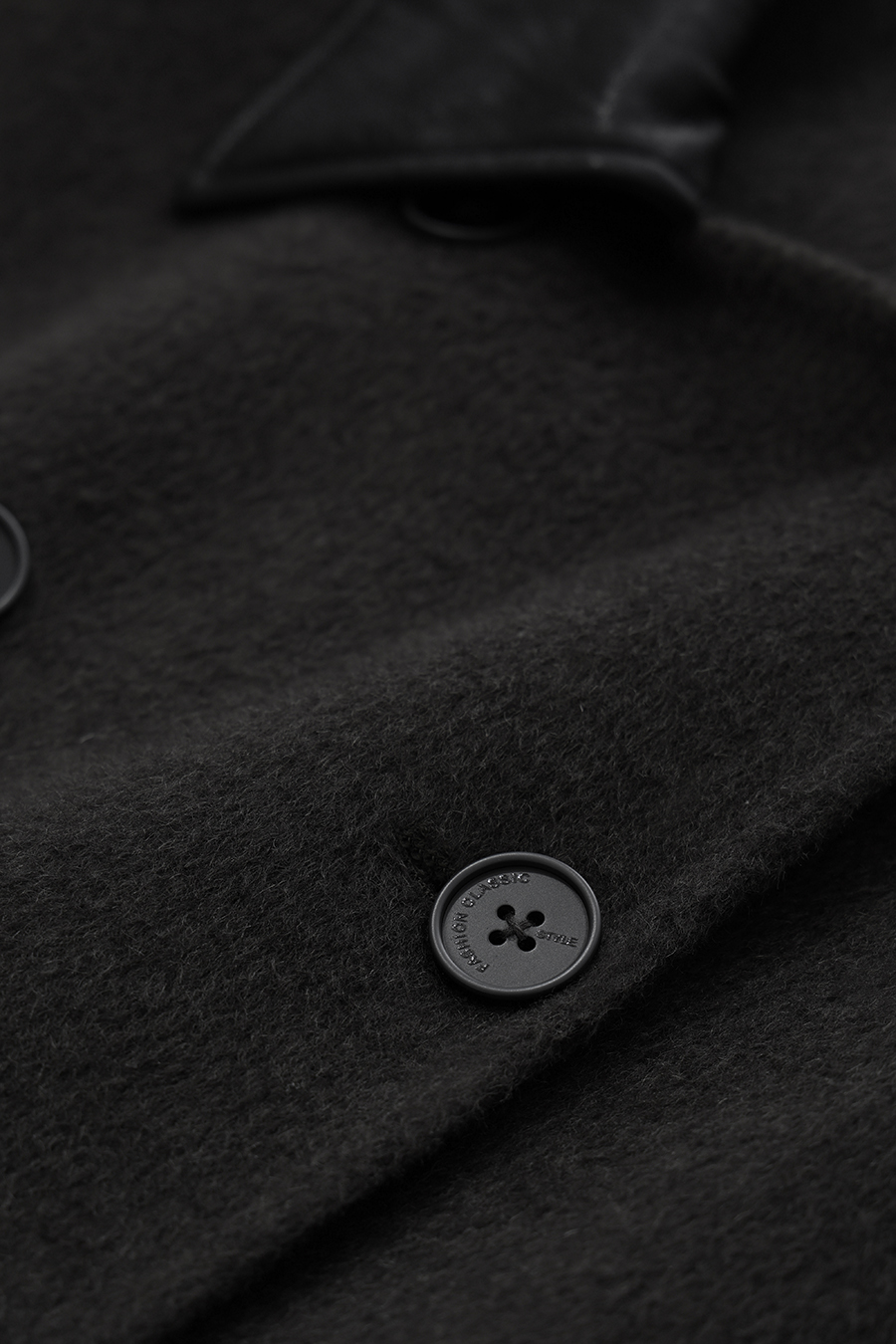 Leather Collar Full Wool Double-Faced Coat|AMII