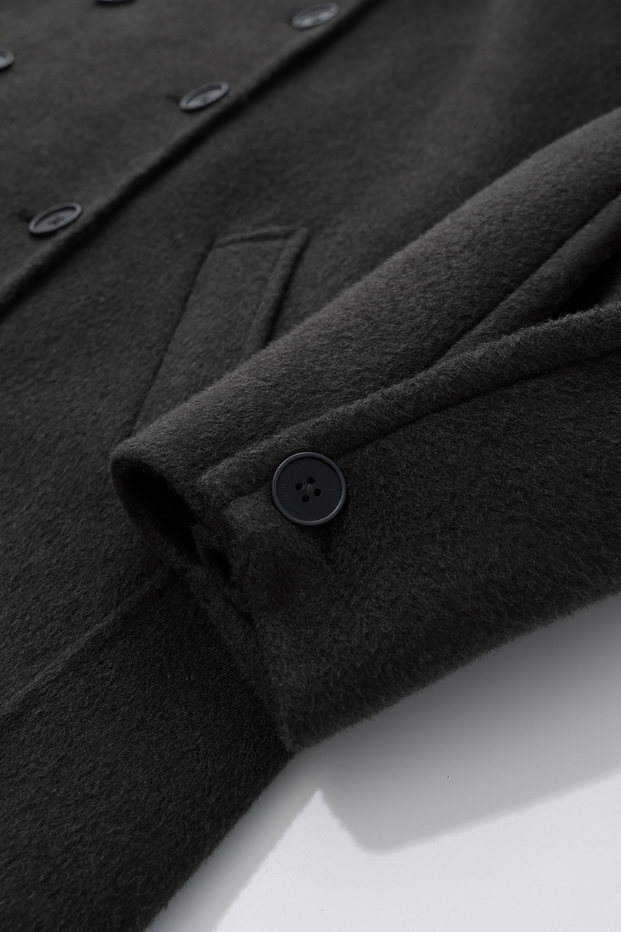 Leather Collar Full Wool Double-Faced Coat|AMII