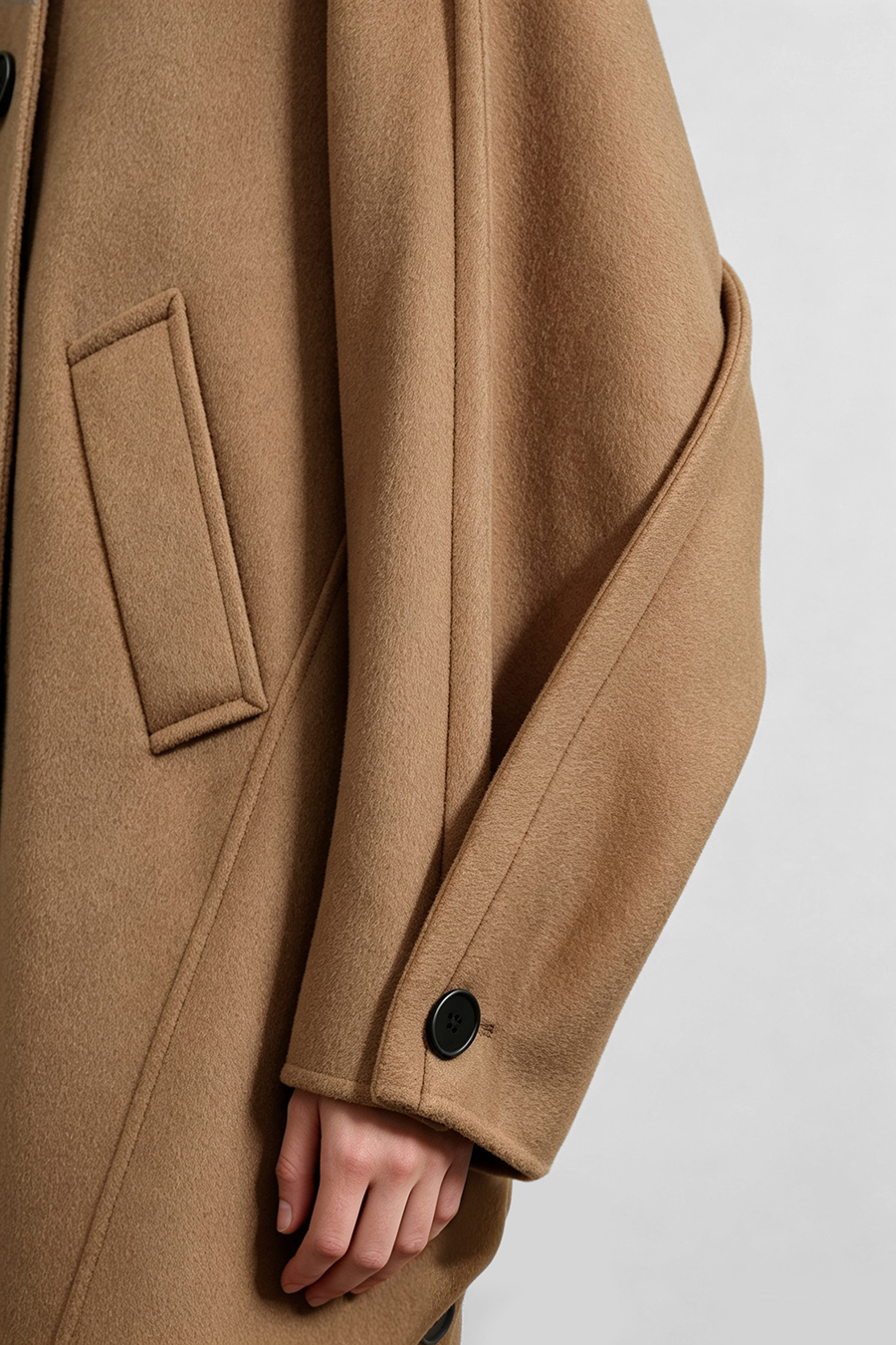 Leather Collar Full Wool Double-Faced Coat|AMII