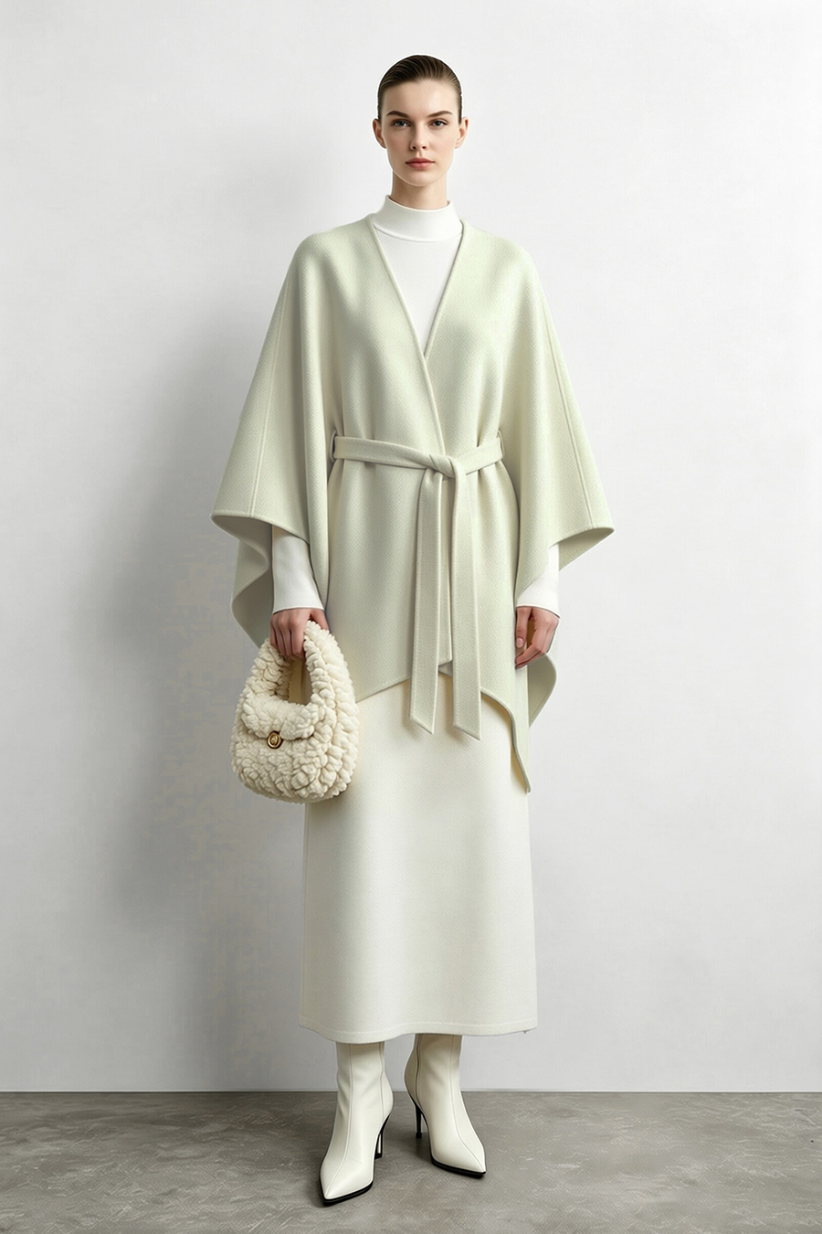 V-Neck All-Wool Double-Faced Coat|AMII